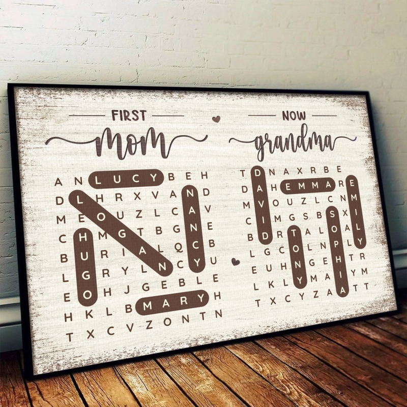 Custom Word Search Puzzle Horizontal Poster, Canvas - Personalized Mother's Day Birthday Gifts For Mom, Grandma - Her Next Best Title Is Grandma