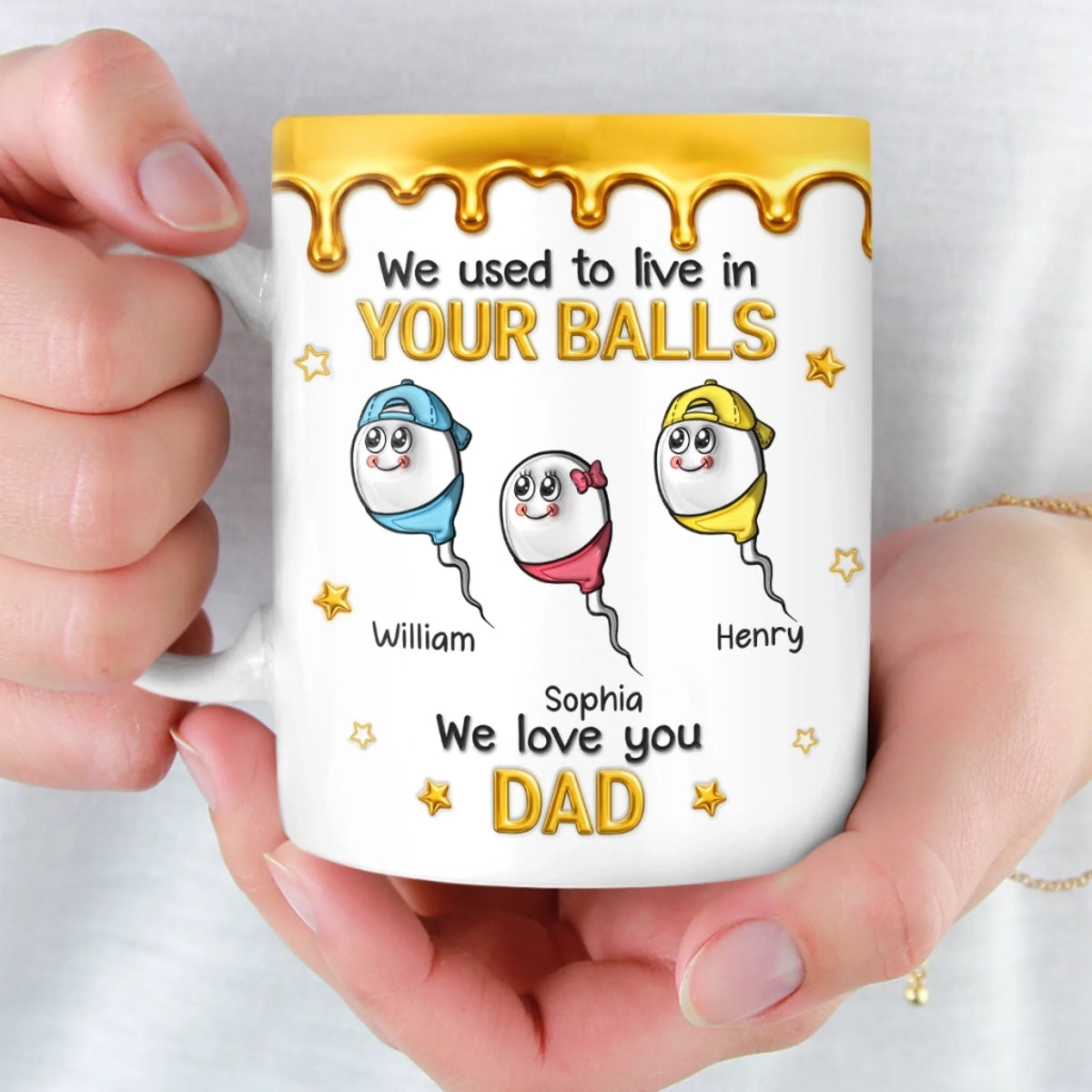 Custom 3D Inflated Effect Printed Mug - Personalized Funny Father's Day Birthday Gifts For Dad - My First Hero