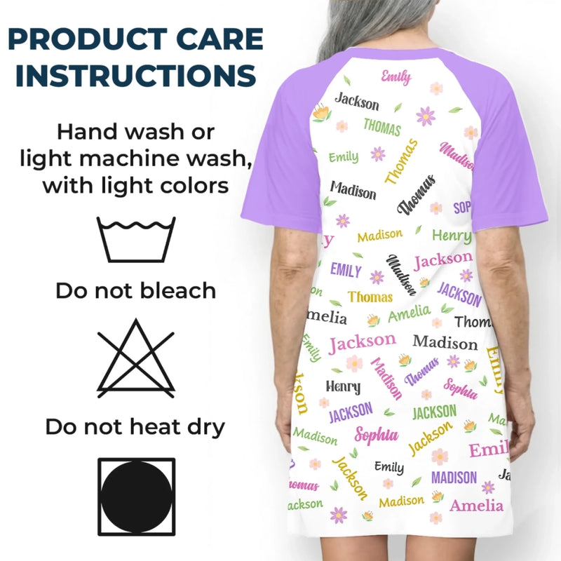 Custom Women's Sleep Tee - Personalized Mother's Day Birthday Gifts For Mom, Grandma - Best Nana Ever, Always