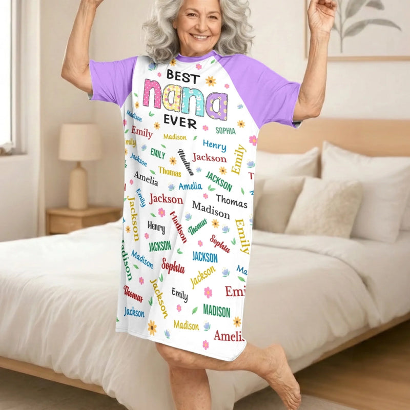 Custom Women's Sleep Tee - Personalized Mother's Day Birthday Gifts For Mom, Grandma - Your Grandkids’ Favorite Human