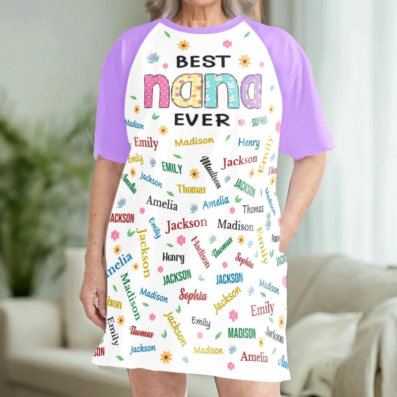 Custom Women's Sleep Tee - Personalized Mother's Day Birthday Gifts For Mom, Grandma - Your Grandkids’ Favorite Human