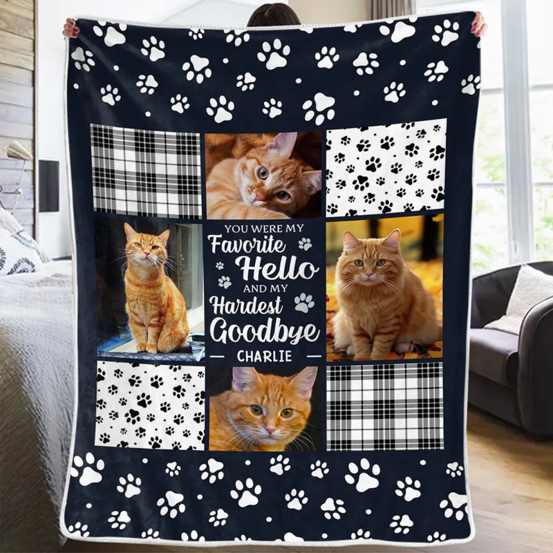 Custom Photo You Were My Hardest Goodbye - Memorial Personalized Custom Blanket - Sympathy Gift For Pet Owners, Pet Lovers