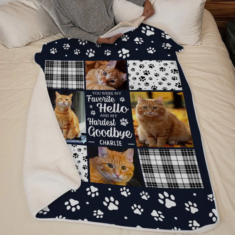 Custom Photo You Were My Hardest Goodbye - Memorial Personalized Custom Blanket - Sympathy Gift For Pet Owners, Pet Lovers