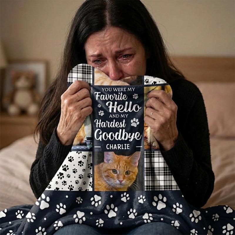 Custom Photo You Were My Hardest Goodbye - Memorial Personalized Custom Blanket - Sympathy Gift For Pet Owners, Pet Lovers