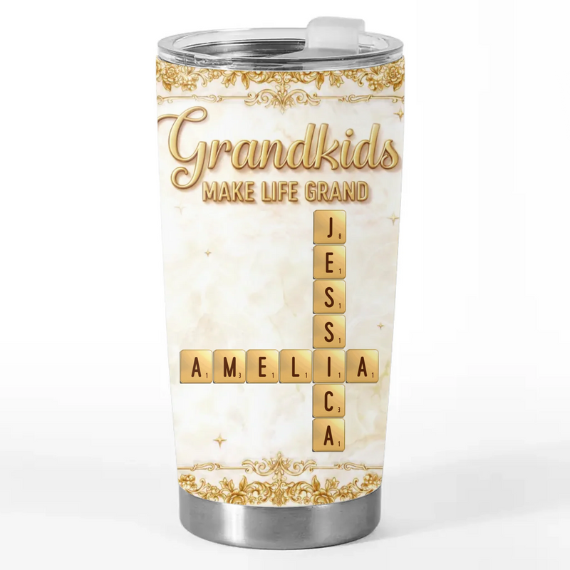 Custom Scrabble Tumbler - Personalized Mother's Day Birthday Gifts For Mom, Grandma - Queen Of Our Family