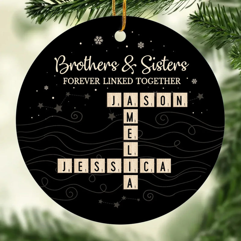 Custom Scrabble Ceramic Ornament - Personalized Christmas Birthday Gifts For Brother, Sister - Family Spelled Here