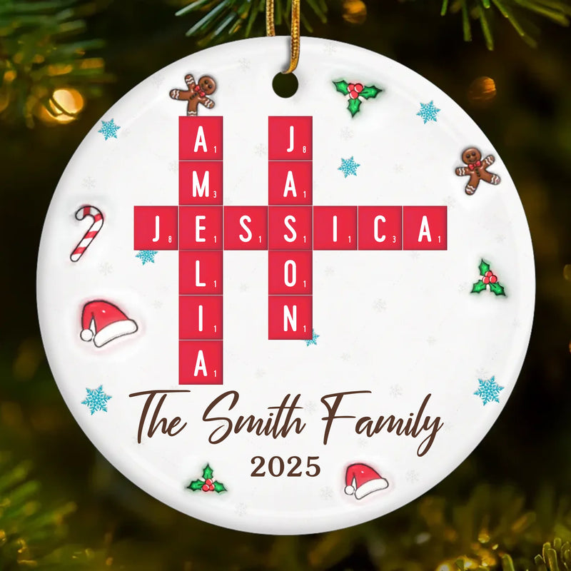Custom Scrabble Ceramic Ornament - Personalized Christmas Birthday Gifts For Mom, Dad, Brother, Sister, Kids - The Best Crossword We Ever Made
