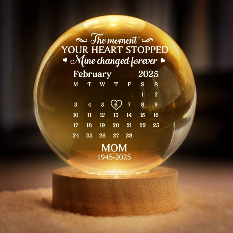Custom Crystal Globe Lamp - Personalized Memorial Sympathy Gifts For Loss Of Mom, Dad - Your Memory Is My Keepsake