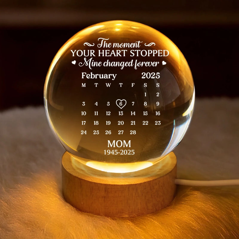 Custom Crystal Globe Lamp - Personalized Memorial Sympathy Gifts For Loss Of Mom, Dad - Your Memory Is My Keepsake