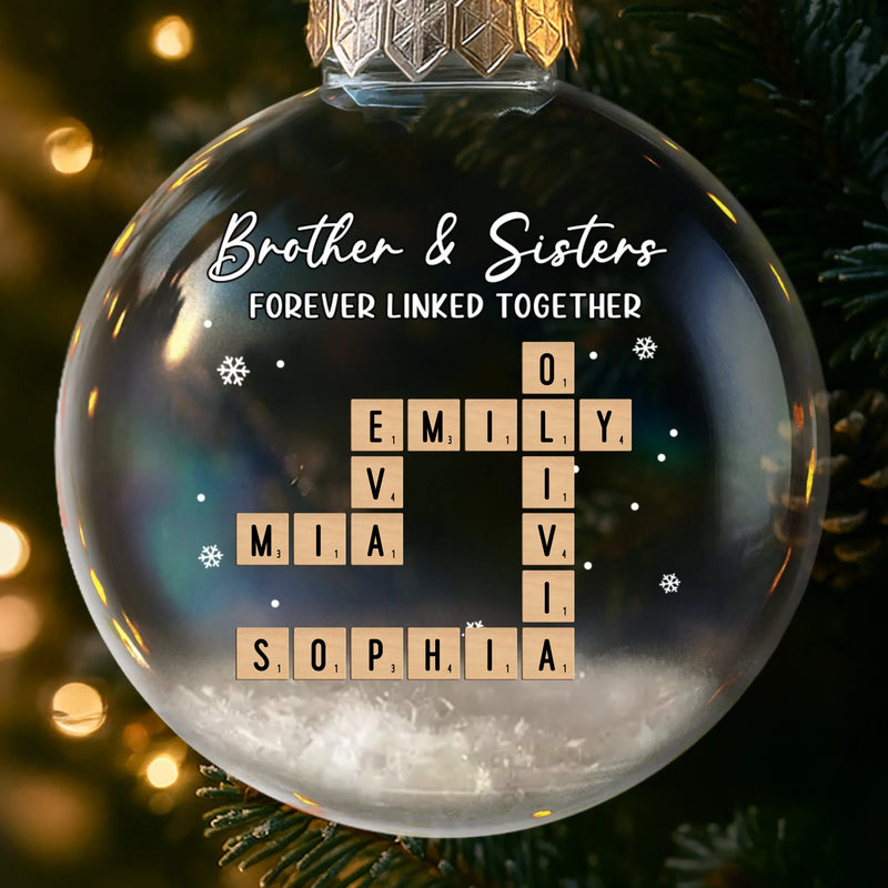 Custom Scrabble Snow-Filled Ball Ornament - Personalized Christmas Birthday Gifts For Brother, Sister - Love Wrapped Beneath
