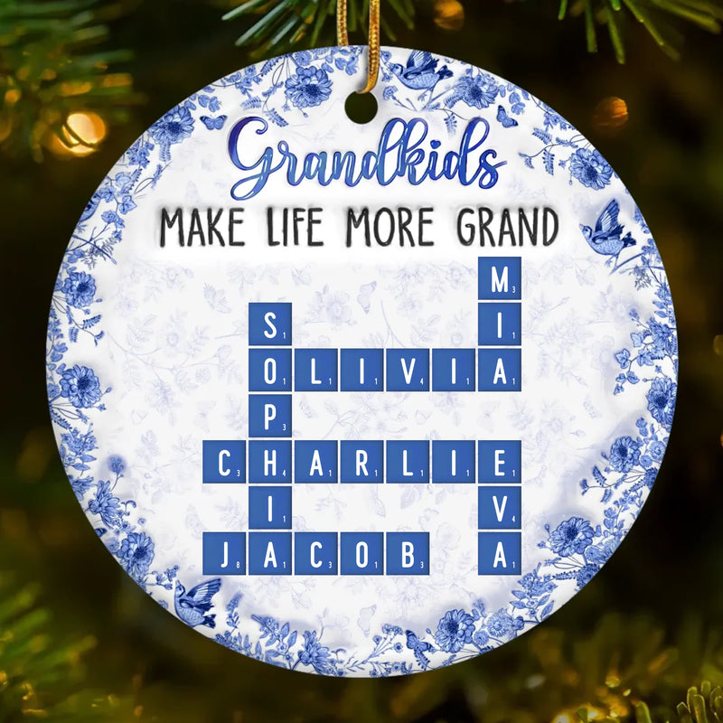 Custom Scrabble Ceramic Ornament - Personalized Birthday Gifts For Grandpa, Grandma - Love Lives Where We Belong