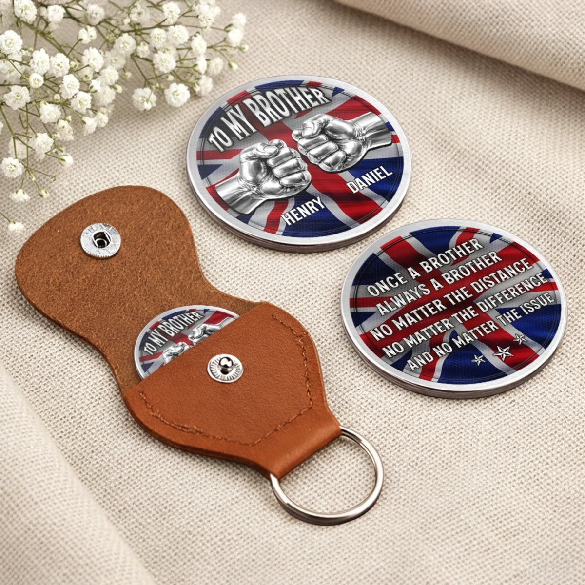 Custom Pocket Hug - Personalized Birthday Gifts For Brother - Unbreakable Brothers No Matter The Issue