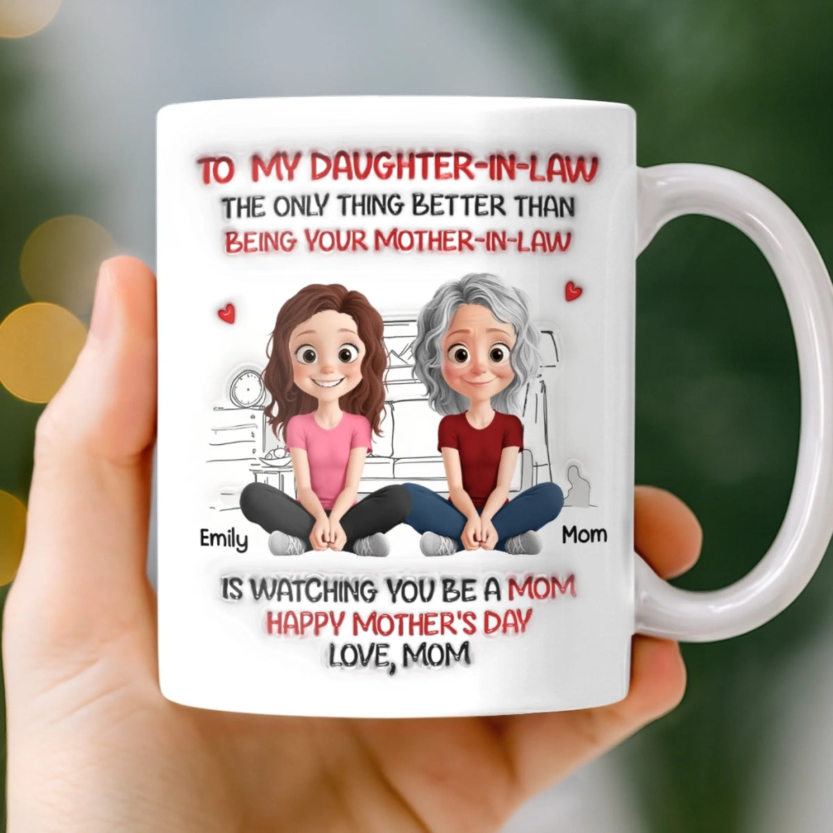 Custom 3D Inflated Effect Printed Mug - Personalized Mother's Day Birthday Gifts For Daughter-In-Law - So Much Grace, So Much Love
