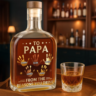 Custom Whiskey Bottle - Personalized Father's Day Birthday Gifts For Dad, Grandpa - From The Reasons You Drink