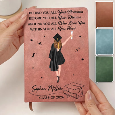 Custom Leather Writing Journal - Personalized Graduation Gifts For Him, Her - The Future Is Written By You