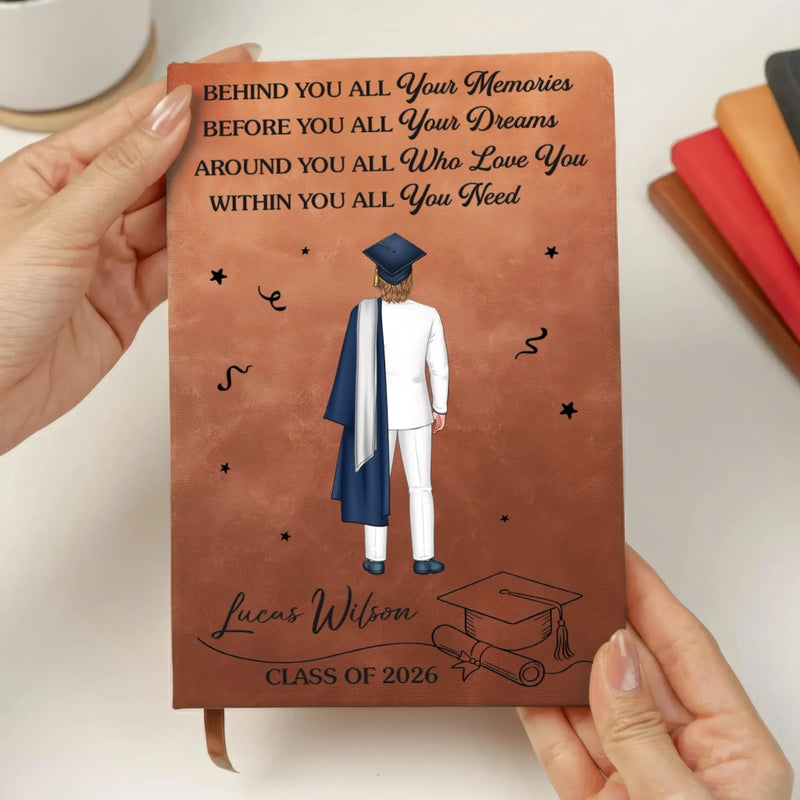 Custom Leather Writing Journal - Personalized Graduation Gifts For Him, Her - The Future Is Written By You