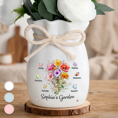 Custom Flower Vase With Ribbon - Personalized Mother's Day Birthday Gifts For Mom, Grandma - A Garden Made Of Love