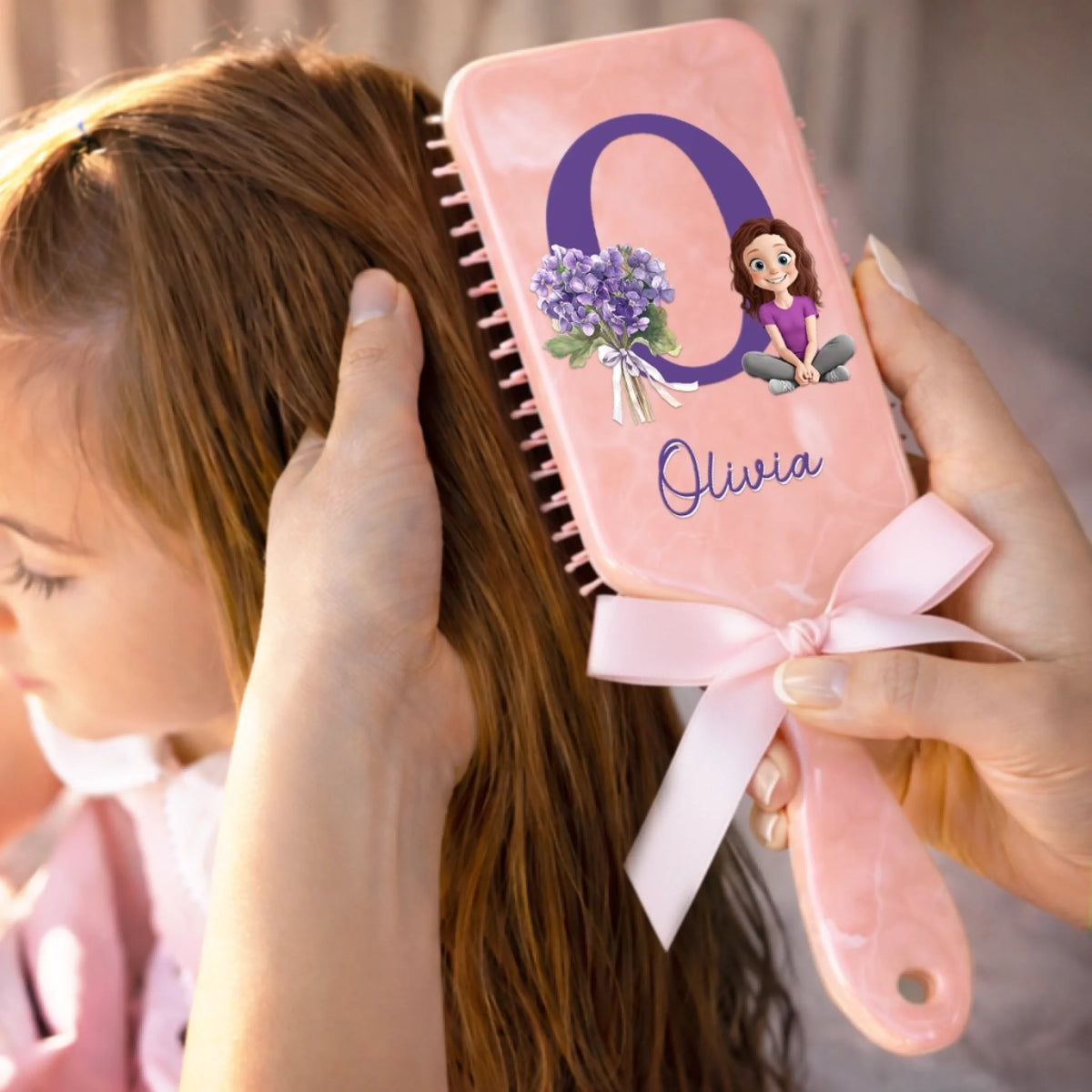 Custom Birth Month Flower Paddle Hair Brush - Personalized Thank You Birthday Gifts For Her, Friends, Sisters, Daughters, Mother, Bridesmaid - A Sweet Touch Of Her Own
