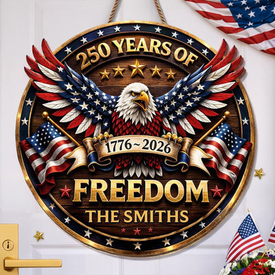 Custom Wood Sign - Personalized America 250th Anniversary Gifts For Mom, Dad, Brother, Sister, Kids - Proud Of Our Story