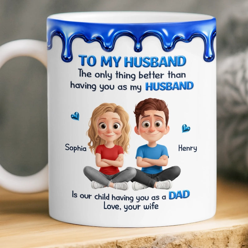 Custom 3D Inflated Effect Printed Mug - Personalized Anniversary Wedding Gifts For Husband And Wife, Him And Her - My Husband My Safe Place