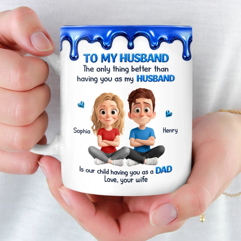 Custom 3D Inflated Effect Printed Mug - Personalized Anniversary Wedding Gifts For Husband And Wife, Him And Her - My Husband My Safe Place