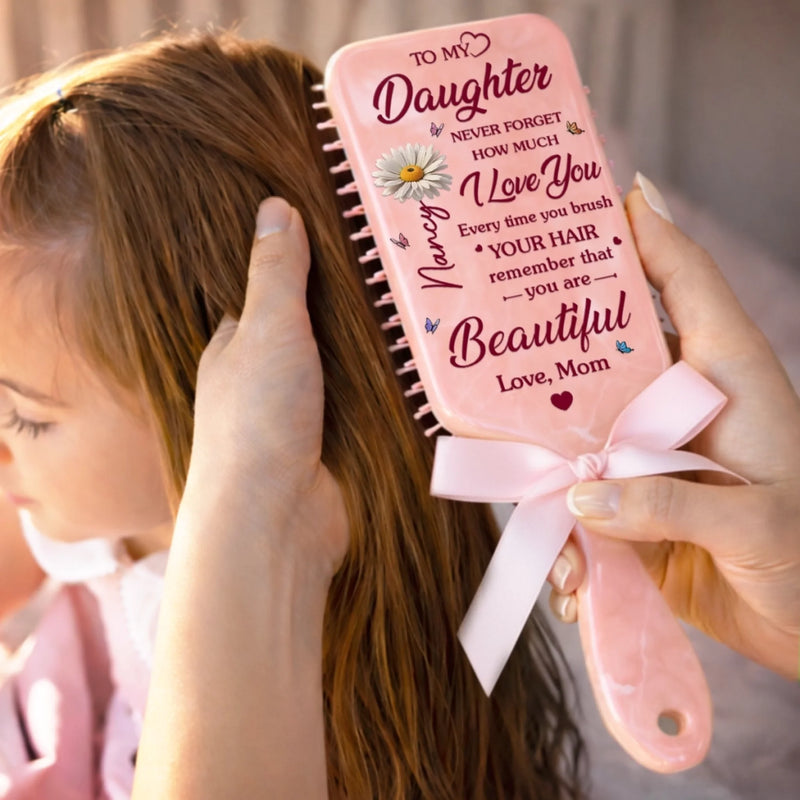 Custom Birth Month Flower Paddle Hair Brush - Personalized Birthday Gifts For Daughter - A Sweet Reminder She Can Hold
