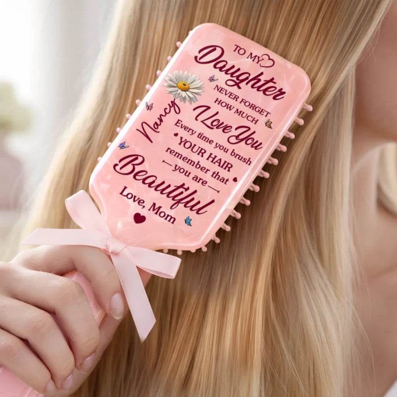Custom Birth Month Flower Paddle Hair Brush - Personalized Birthday Gifts For Daughter - A Sweet Reminder She Can Hold