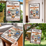 Custom Home Decor Metal Sign - Personalized Anniversary Wedding Camping Gifts For Campers, Husband And Wife, Him And Her - Welcome To Our Fire Pit