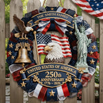 Custom Wood Sign - Personalized America 250th Anniversary Gifts For Family - Family First, Forever Always