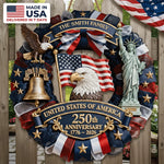 Custom Wood Sign - Personalized America 250th Anniversary Gifts For Family - Family First, Forever Always