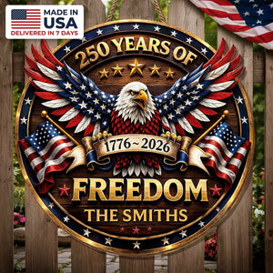 Custom Wood Sign - Personalized America 250th Anniversary Gifts For Mom, Dad, Brother, Sister, Kids - Proud Of Our Story