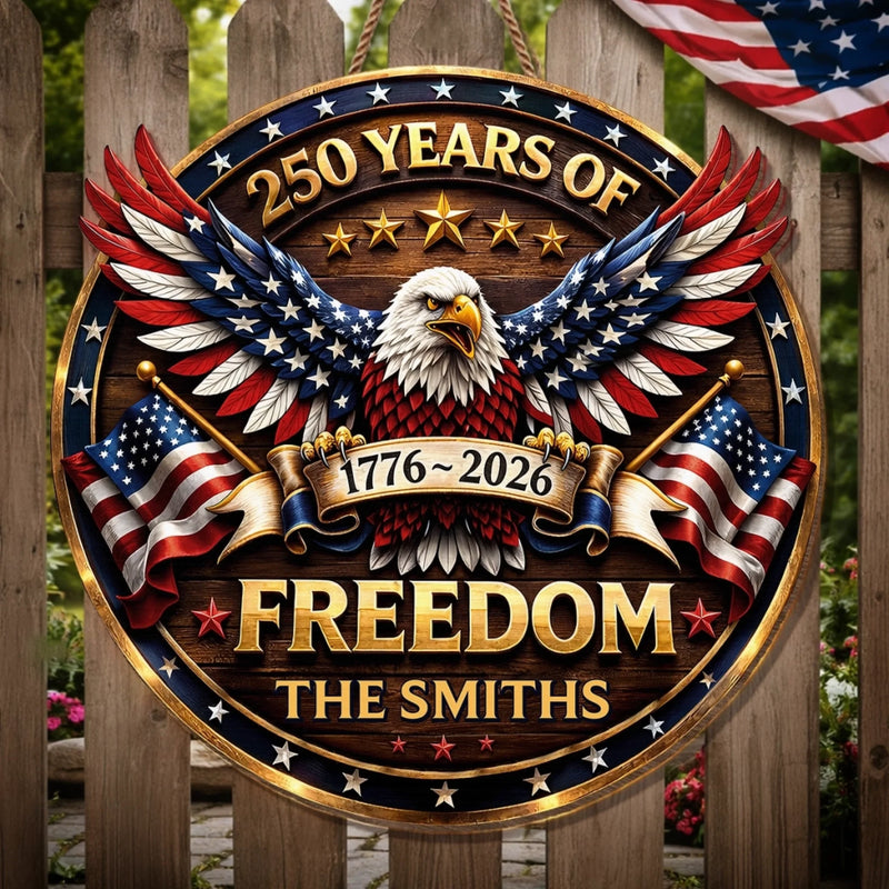 Custom Wood Sign - Personalized America 250th Anniversary Gifts For Mom, Dad, Brother, Sister, Kids - Proud Of Our Story