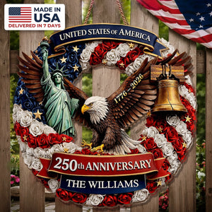 Custom Wood Sign - Personalized America 250th Anniversary Gifts For Mom, Dad, Brother, Sister, Kids - Freedom Is Who We Are