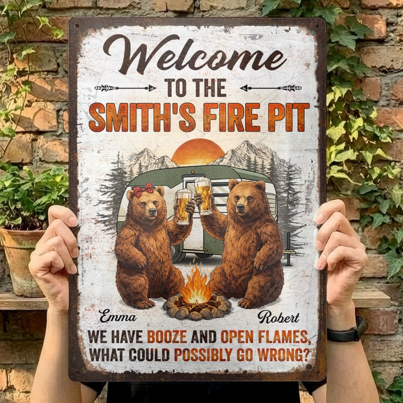 Custom Home Decor Metal Sign - Personalized Anniversary Wedding Camping Gifts For Campers, Husband And Wife, Him And Her - We Have Open Flames