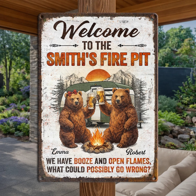 Custom Home Decor Metal Sign - Personalized Anniversary Wedding Camping Gifts For Campers, Husband And Wife, Him And Her - We Have Open Flames