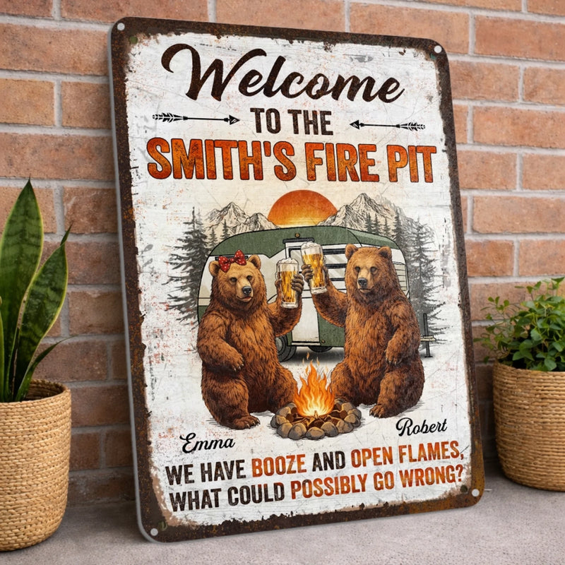 Custom Home Decor Metal Sign - Personalized Anniversary Wedding Camping Gifts For Campers, Husband And Wife, Him And Her - We Have Open Flames