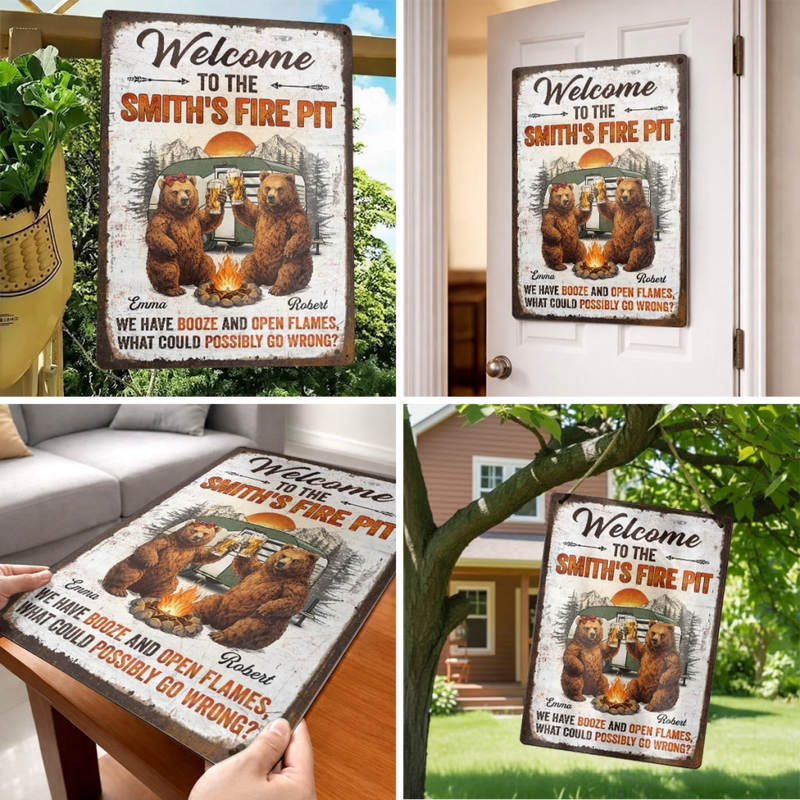 Custom Home Decor Metal Sign - Personalized Anniversary Wedding Camping Gifts For Campers, Husband And Wife, Him And Her - We Have Open Flames