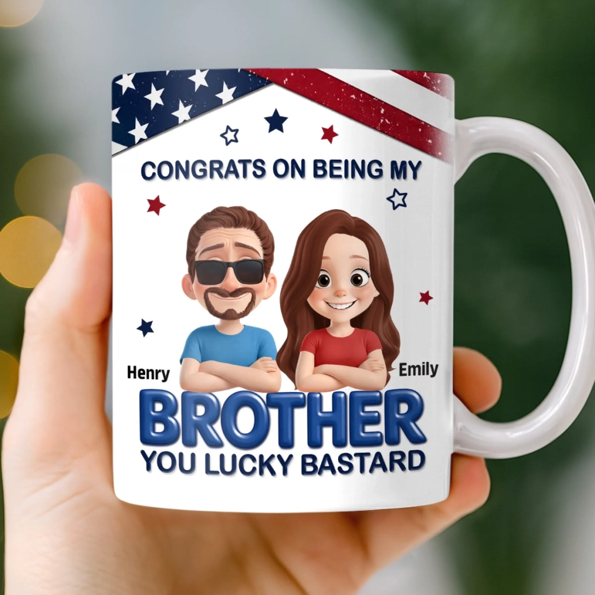 Custom 3D Inflated Effect Printed Mug - Personalized Birthday Gifts For Brother - Bound Together As Brothers