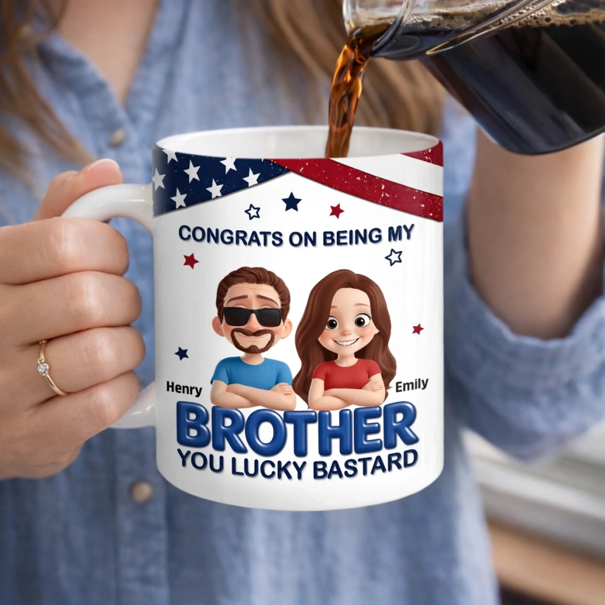 Custom 3D Inflated Effect Printed Mug - Personalized Birthday Gifts For Brother - Bound Together As Brothers