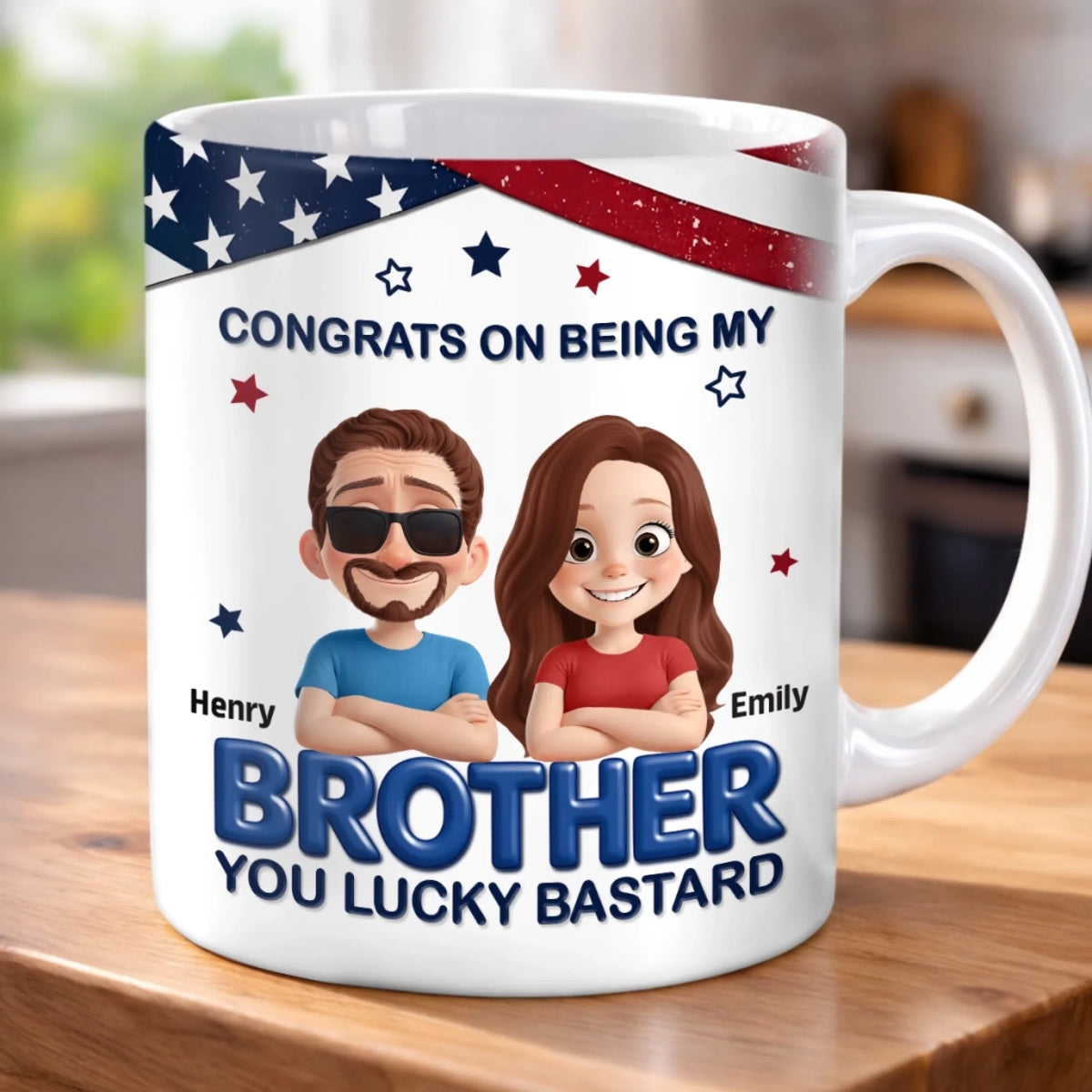 Custom 3D Inflated Effect Printed Mug - Personalized Birthday Gifts For Brother - Bound Together As Brothers