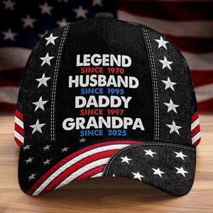 Custom Hat, All Over Print Classic Cap - Personalized Father's Day Birthday Gifts For Dad, Grandpa - Dads Get Promoted To Grandpa
