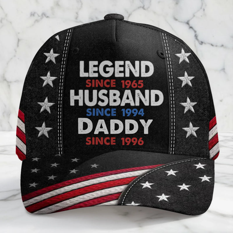 Custom Hat, All Over Print Classic Cap - Personalized Father's Day Birthday Gifts For Dad, Grandpa - Dads Get Promoted To Grandpa