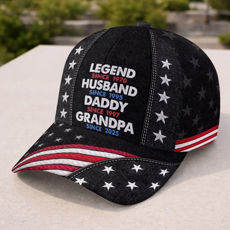 Custom Hat, All Over Print Classic Cap - Personalized Father's Day Birthday Gifts For Dad, Grandpa - Dads Get Promoted To Grandpa