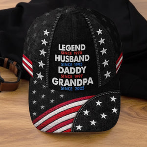 Custom Hat, All Over Print Classic Cap - Personalized Father's Day Birthday Gifts For Dad, Grandpa - Dads Get Promoted To Grandpa
