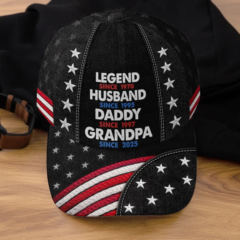 Custom Hat, All Over Print Classic Cap - Personalized Father's Day Birthday Gifts For Dad, Grandpa - Dads Get Promoted To Grandpa