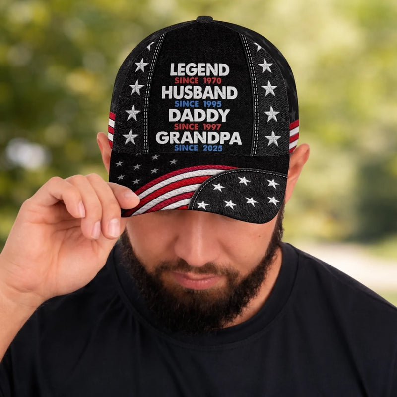 Custom Hat, All Over Print Classic Cap - Personalized Father's Day Birthday Gifts For Dad, Grandpa - Dads Get Promoted To Grandpa