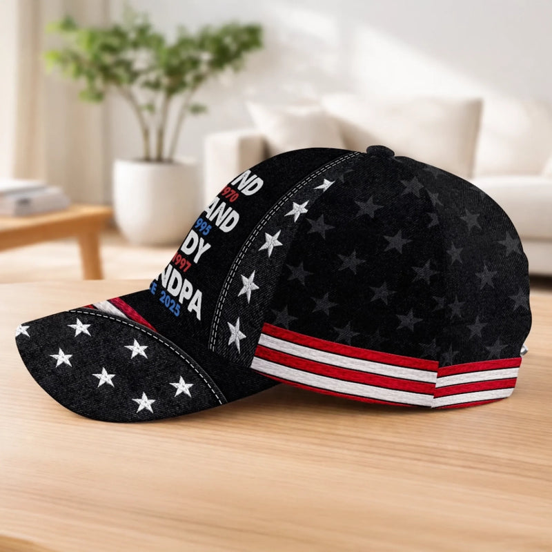 Custom Hat, All Over Print Classic Cap - Personalized Father's Day Birthday Gifts For Dad, Grandpa - Dads Get Promoted To Grandpa