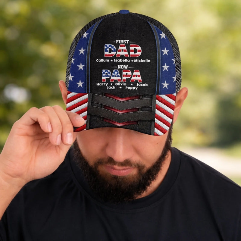 Custom Hat, All Over Print Classic Cap - Personalized Father's Day Birthday Gifts For Dad, Grandpa - Grandpa Love Never Fades