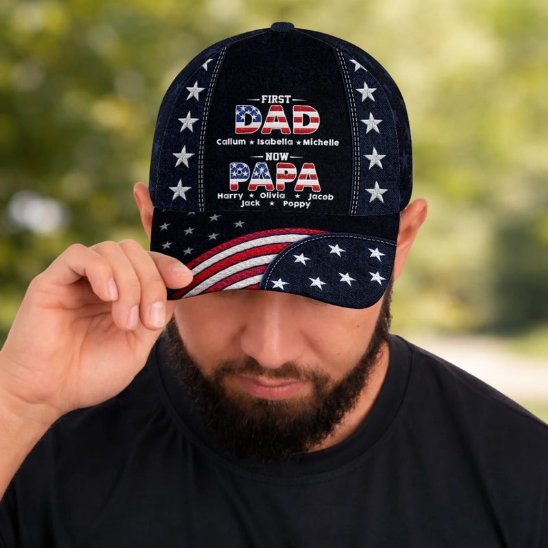 Custom Hat, All Over Print Classic Cap - Personalized Father's Day Birthday Gifts For Dad, Grandpa - Dad Always Our Protector