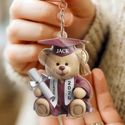 Custom Shaped Acrylic Keychain - Personalized Graduation Gifts For Him, Her - Pawsitively Proud Graduate